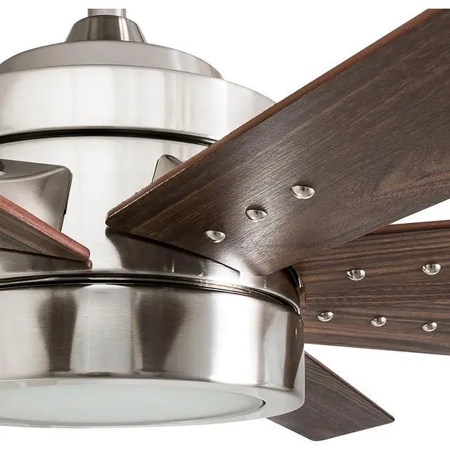 Alt view image 4 of 6 - Ceiling Fans Xerxes Modern 62 Inch Ceiling Fan with Light, Remote Control Fan, LED Indoor Fan with 8 Blades, French Oak and Gray Oak Blade Finish Options, Brushed Nickel (50608-01)