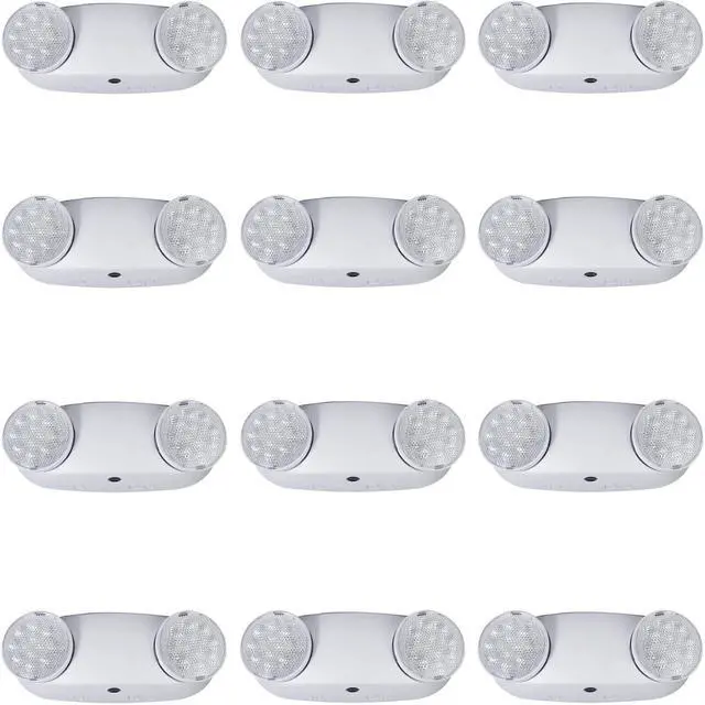 Main image of LED Emergency Lights with Battery Backup, Two Head Adjustable LED Commercial Exit Light, UL 924 Certified, AC 120/277V, Hardwired Emergency Exit Light Fixtures for Business (12 Pack)