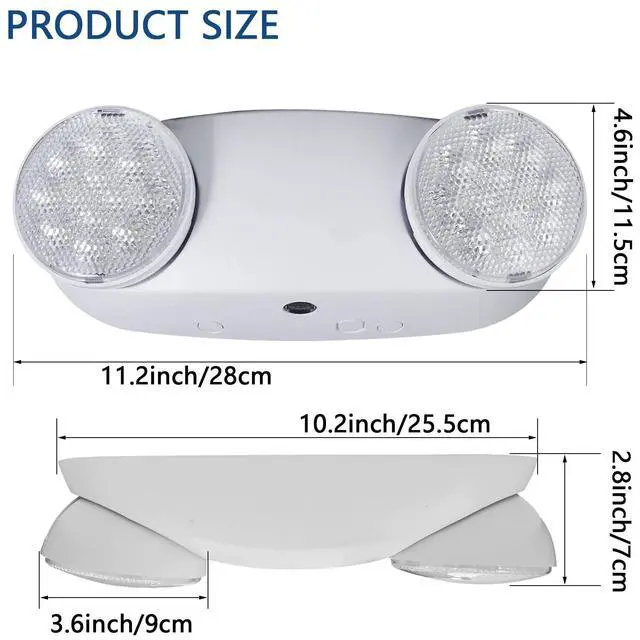 Alt view image 4 of 6 - LED Emergency Lights with Battery Backup, Two Head Adjustable LED Commercial Exit Light, UL 924 Certified, AC 120/277V, Hardwired Emergency Exit Light Fixtures for Business (12 Pack)