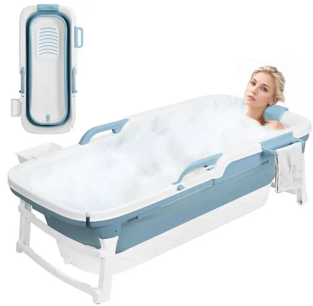 Main image of Portable Bathtub, 58/56/50/46 Inch Collapsible Bathtub, Freestanding Foldable for Adults, Folding Tub for Shower, Hot Bath, Ice Bath (Blue-D-130cm)