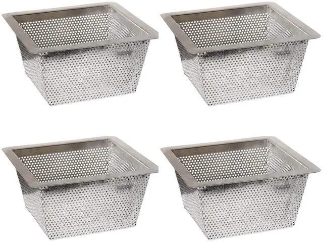 Main image of Stainless Steel Floor Sink Drain Strainer 10W x 10L x 5H - Perfect for Restaurant, Bar, Buffet (5"H SS x 4)