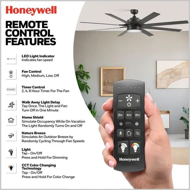 Alt view image 5 of 6 - Ceiling Fans Xerxes, 70 Inch Modern Indoor Outdoor Ceiling Fan with Lights and Remote Control, Color Changing LED, 8 Dual Finish Blades, Reversible Motor - 51905-01 (Black)