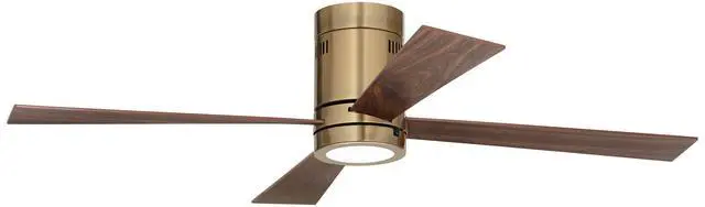 Alt view image 2 of 6 - 52" Revue Modern Indoor Hugger Ceiling Fan with LED Light Remote Control Bronze Soft Brass Opal Glass for Living Room Kitchen House Bedroom Family Dining Home Office