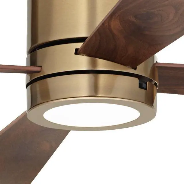 Alt view image 3 of 6 - 52" Revue Modern Indoor Hugger Ceiling Fan with LED Light Remote Control Bronze Soft Brass Opal Glass for Living Room Kitchen House Bedroom Family Dining Home Office