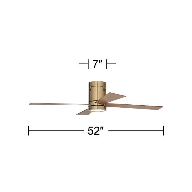 Alt view image 4 of 6 - 52" Revue Modern Indoor Hugger Ceiling Fan with LED Light Remote Control Bronze Soft Brass Opal Glass for Living Room Kitchen House Bedroom Family Dining Home Office