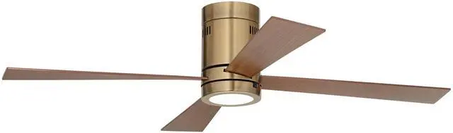 Alt view image 6 of 6 - 52" Revue Modern Indoor Hugger Ceiling Fan with LED Light Remote Control Bronze Soft Brass Opal Glass for Living Room Kitchen House Bedroom Family Dining Home Office