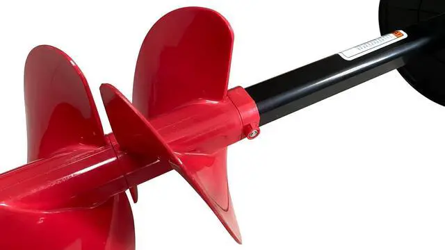 Alt view image 3 of 6 - E-Drill Cordless Nylon 8" Ice Auger with 8" Centering Point Blade, Bit with Drill Adapter & Top Plate for Ice Fishing, Red
