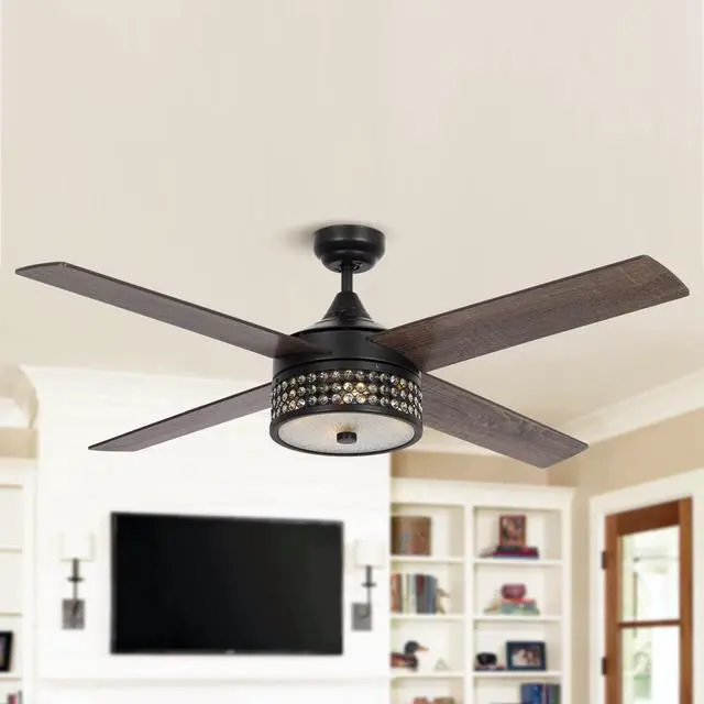 Alt view image 2 of 6 - Ceiling Fans with Lights and Remote 52 Inch Black Ceiling Fan with Light for Bedroom Modern Outdoor Ceiling Fans for Covered Patios