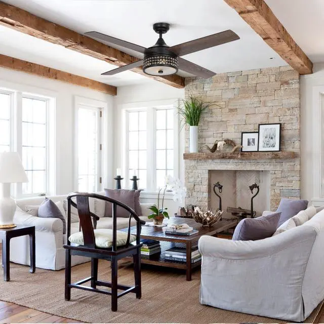 Alt view image 3 of 6 - Ceiling Fans with Lights and Remote 52 Inch Black Ceiling Fan with Light for Bedroom Modern Outdoor Ceiling Fans for Covered Patios