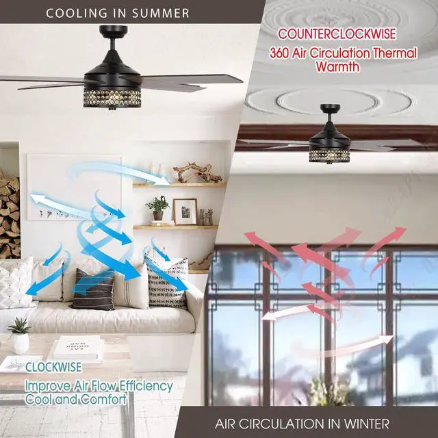 Alt view image 5 of 6 - Ceiling Fans with Lights and Remote 52 Inch Black Ceiling Fan with Light for Bedroom Modern Outdoor Ceiling Fans for Covered Patios