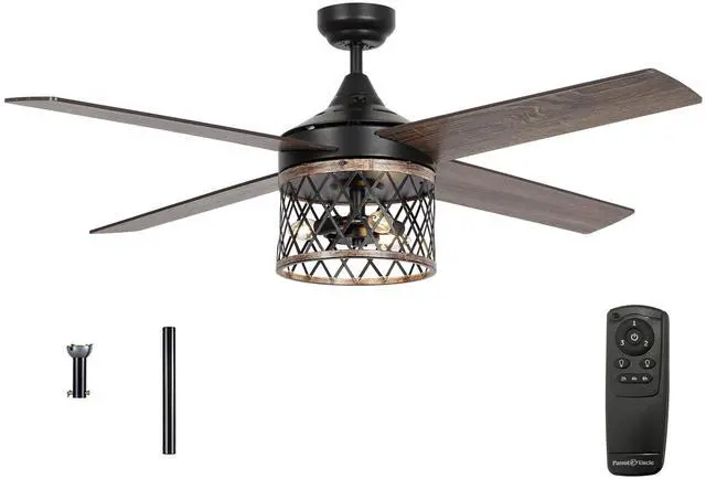 Main image of Ceiling Fans with Lights and Remote Farmhouse Black Ceiling Fan with Light Outdoor Ceiling Fans for Patios Covered, 52 Inch