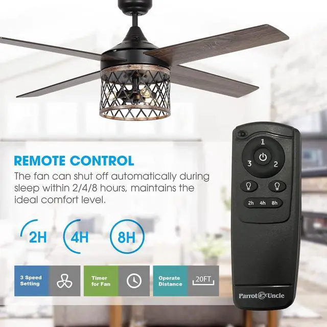 Alt view image 3 of 6 - Ceiling Fans with Lights and Remote Farmhouse Black Ceiling Fan with Light Outdoor Ceiling Fans for Patios Covered, 52 Inch