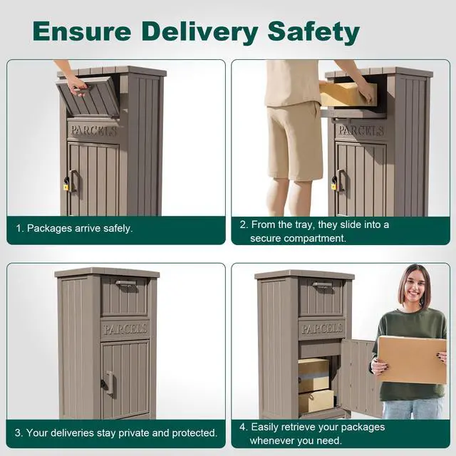 Alt view image 3 of 6 - Package Delivery Box - Ventilated Resin Package Delivery Boxes for Outside, Modular Outdoor Storage Box for Porch, Deck, or Entryway