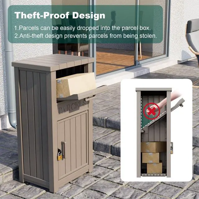 Alt view image 5 of 6 - Package Delivery Box - Ventilated Resin Package Delivery Boxes for Outside, Modular Outdoor Storage Box for Porch, Deck, or Entryway