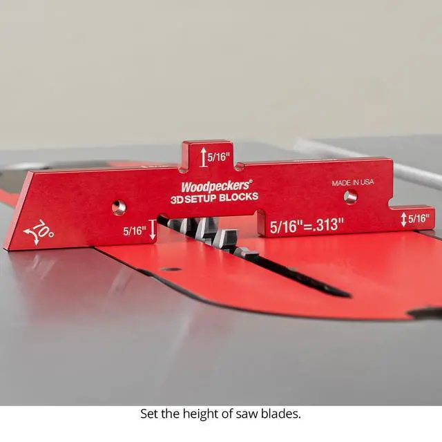 Alt view image 4 of 6 - 3D Setup Blocks, 7 Piece Set, Aluminum, USA Made, 4 Ways to Meaure on each Block, Router & Table Saw Gauge Blocks, Router Bit Height Gauge - 3D-SUB7