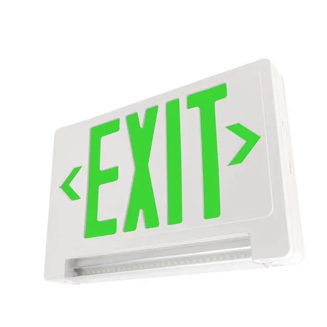 Alt view image 2 of 6 - LFI Lights® Exit Sign Combo LED Light Bar Green LED/Wht UL Listed COMBOLPGW | Adjustable Light Pipe, Hardwired, Ceiling, Wall, and Top Mount, 120/277VAC, 222Lm, Damp Rated