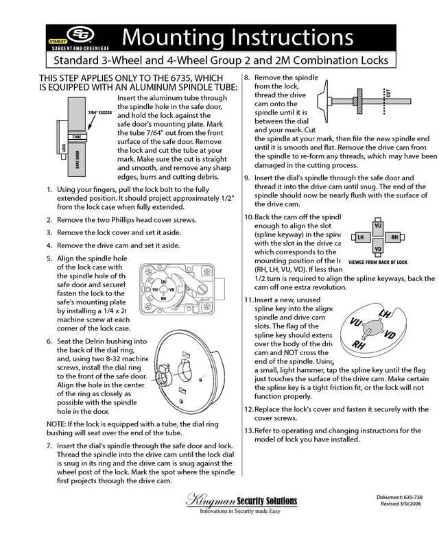 Alt view image 5 of 6 - Sargent and Greenleaf 6730-100 Safe Lock Kit by