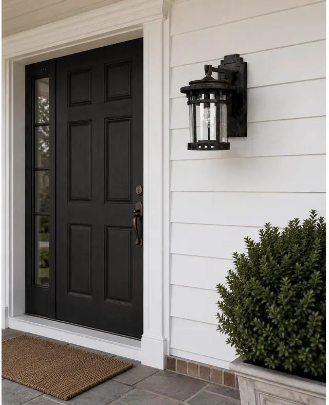 Alt view image 2 of 3 - Lighting Santa Barbara 1-Light Outdoor Wall Lantern | Sienna Finish | Seedy Glass Shade | Craftsman Outdoor Wall Lantern for Front Doors and Entryways | Wet-Location Rated | 3131CDSE