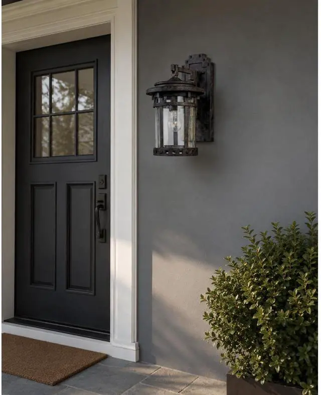 Alt view image 3 of 3 - Lighting Santa Barbara 1-Light Outdoor Wall Lantern | Sienna Finish | Seedy Glass Shade | Craftsman Outdoor Wall Lantern for Front Doors and Entryways | Wet-Location Rated | 3131CDSE