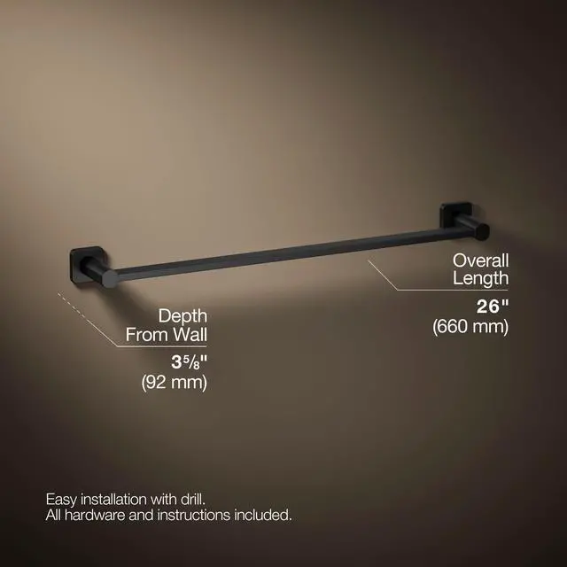 Alt view image 4 of 6 - 23525-BL Parallel® 24" Towel bar, Matte Black