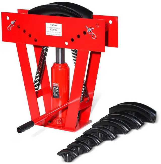Main image of Hydraulic Pipe Bender, 16 Ton Manual Copper Exhaust Pipe Bending Machine with 8 Dies (1/2" - 3") and 90-180° Adjustable Rollers, Heavy-Duty Pipe Tube Bender for Piping Railing Construction