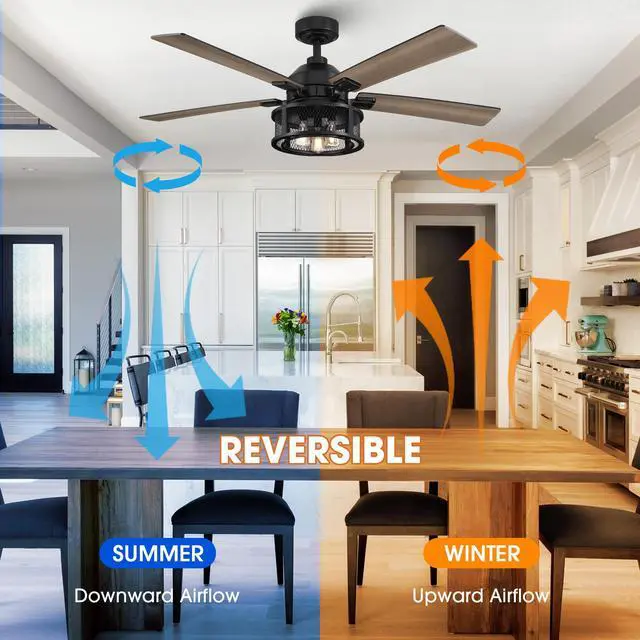 Alt view image 4 of 6 - Ceiling Fans with Lights and Remote 52 Inch Farmhouse Rustic Ceiling Fan for Bedroom Living Room Black Chandelier Ceiling Fan with E12 Socket, 3 Speeds, Reversible 5 Blades, Timer, Ventilador de Techo