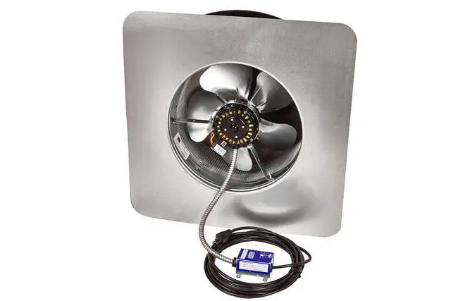 Alt view image 2 of 6 - GAF EZ Cool Plug-in Power Attic Vent (Weathered Wood) - 1050 CFM Airflow, for Attics up to 2000 Sq. Ft, Plug & Play Design, Easy Installation with 110-Volt Outlet, Reduces Heat & Moisture