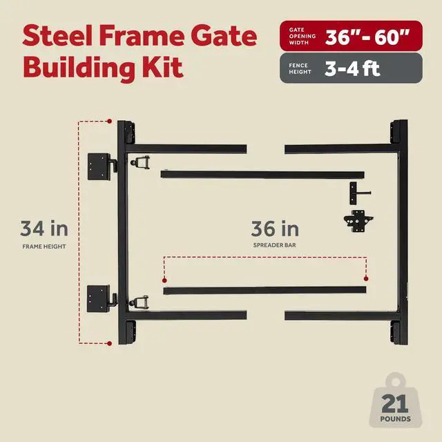 Alt view image 2 of 6 - Adjust A Gate Steel Frame Gate Adjustable Building Kit for Doorway and Driveway, 36 to 60 Inches Wide and 4 Inches High, 2 Pack