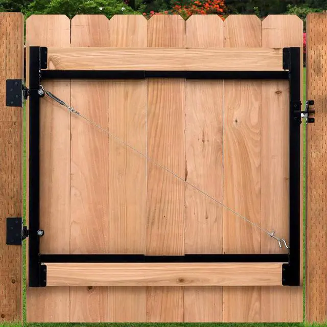 Alt view image 6 of 6 - Adjust A Gate Steel Frame Gate Adjustable Building Kit for Doorway and Driveway, 36 to 60 Inches Wide and 4 Inches High, 2 Pack