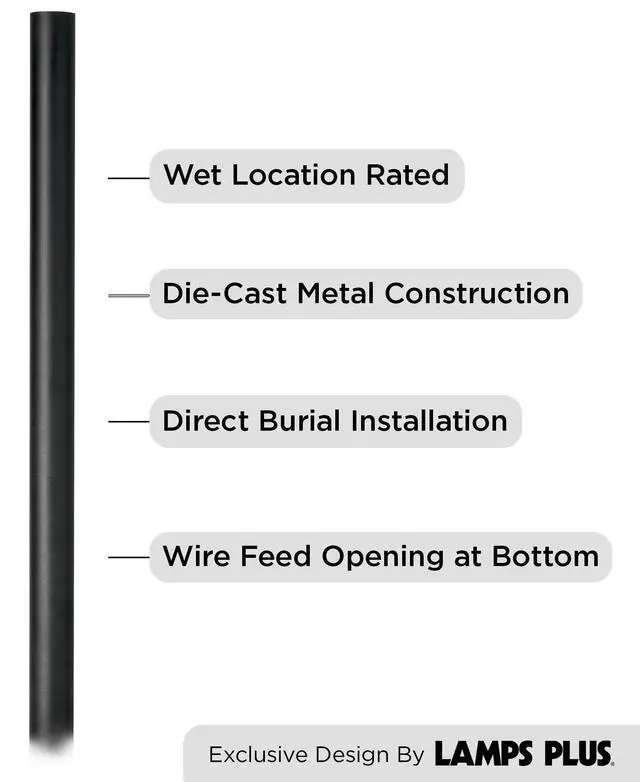 Alt view image 2 of 5 - Modern Outdoor Direct Burial Post Light Pole Black Die-Cast Metal 84" Accessories for Exterior House Porch Patio Outside Deck Garage Yard Garden Driveway Home Lawn Walkway