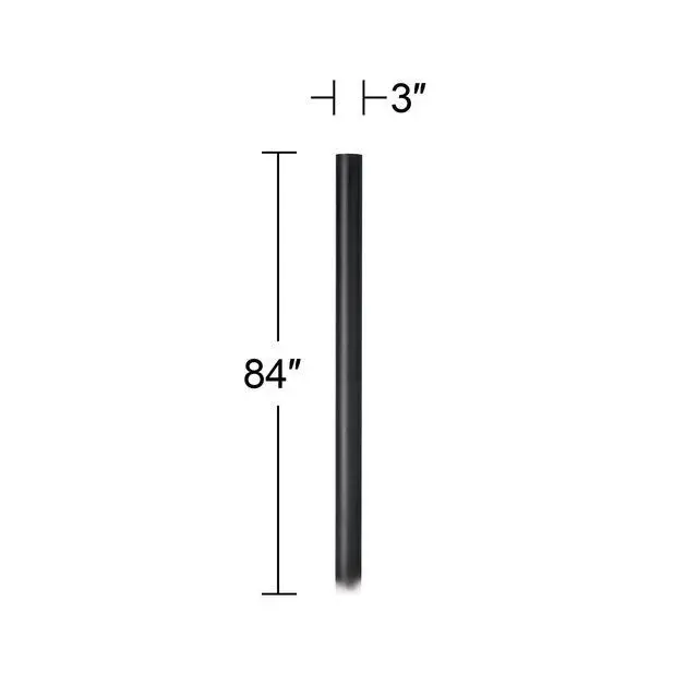 Alt view image 4 of 5 - Modern Outdoor Direct Burial Post Light Pole Black Die-Cast Metal 84" Accessories for Exterior House Porch Patio Outside Deck Garage Yard Garden Driveway Home Lawn Walkway