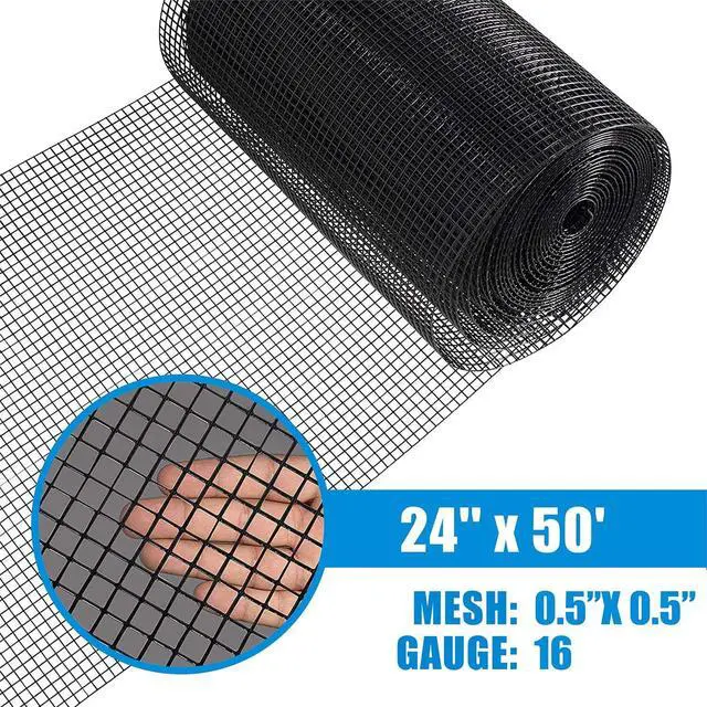 Alt view image 2 of 6 - Hardware Cloth, 1/2-Inch Mesh Size, 16 Gauge Galvanized Steel with Vinyl Coated Welded Wire Fence for Garden Fencing & Pet Enclosures (24 Inch x 50 ft.)