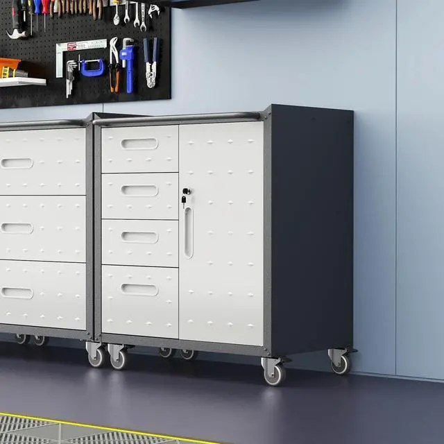 Alt view image 6 of 6 - Metal Storage Cabinet with Drawers Heavy Duty Steel Rolling Tool Cabinets on Wheels Garage Storage Cabinet Mobile Locking Tool Carts for Kitchen Basement Garage Warehouse, Assembly Required
