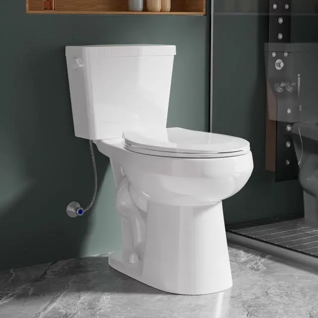 Main image of 19 Inch Compact Tall Toilet ADA Height Seat 20", Single Flush 1.28 GPF, Left-Hand Trip Lever, Powerful Tornado Flush Two Piece, 12" Rough-in for Bathroom, Comfort Bowl Heigh 19", White