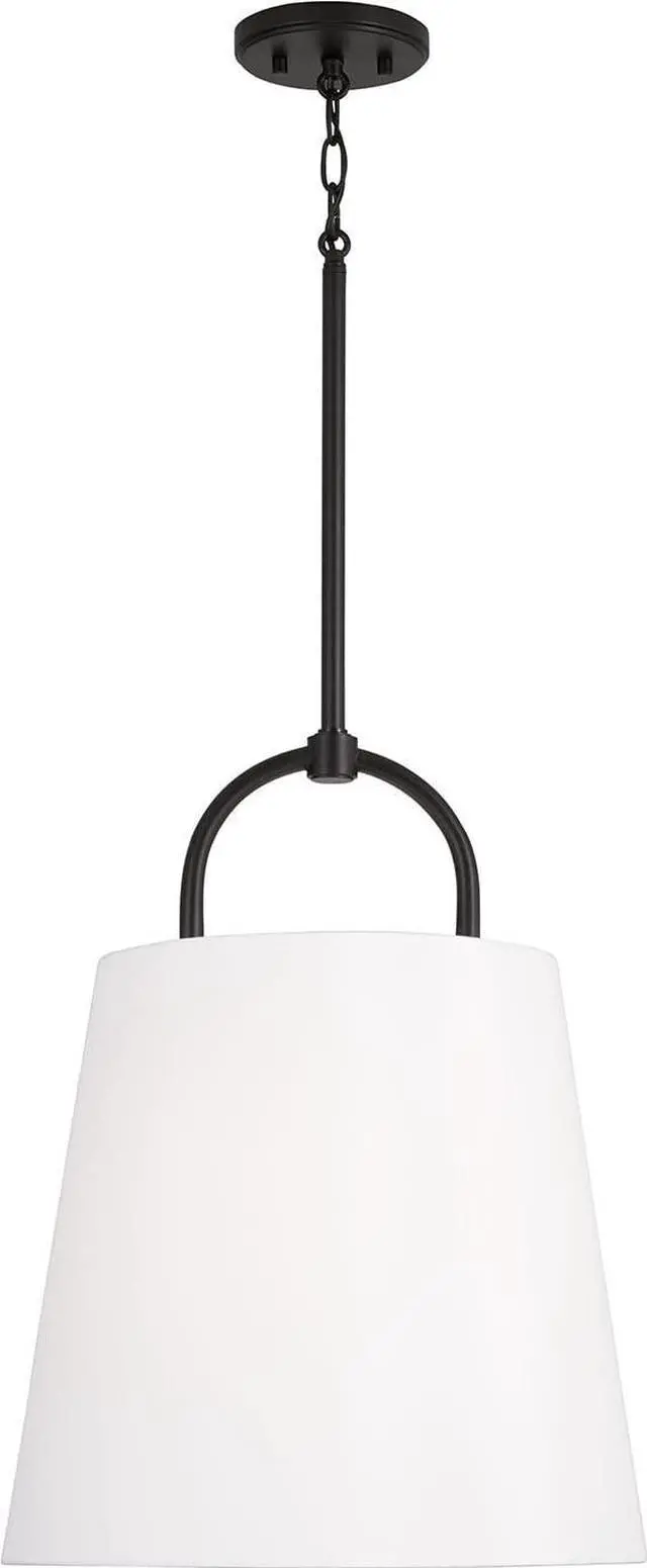 Main image of 349412MB Brody Transitional Pendant Ceiling Light Fixture, 1-Light 100 Watt, 21"H x 16"W, Matte Black