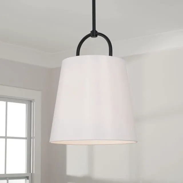Alt view image 2 of 6 - 349412MB Brody Transitional Pendant Ceiling Light Fixture, 1-Light 100 Watt, 21"H x 16"W, Matte Black