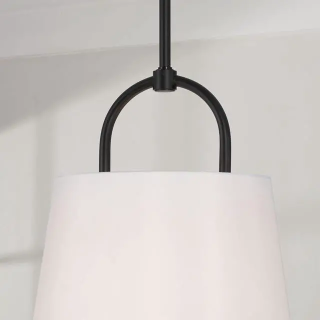 Alt view image 4 of 6 - 349412MB Brody Transitional Pendant Ceiling Light Fixture, 1-Light 100 Watt, 21"H x 16"W, Matte Black