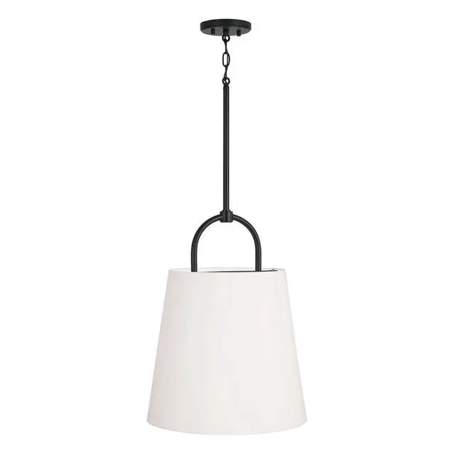 Alt view image 5 of 6 - 349412MB Brody Transitional Pendant Ceiling Light Fixture, 1-Light 100 Watt, 21"H x 16"W, Matte Black