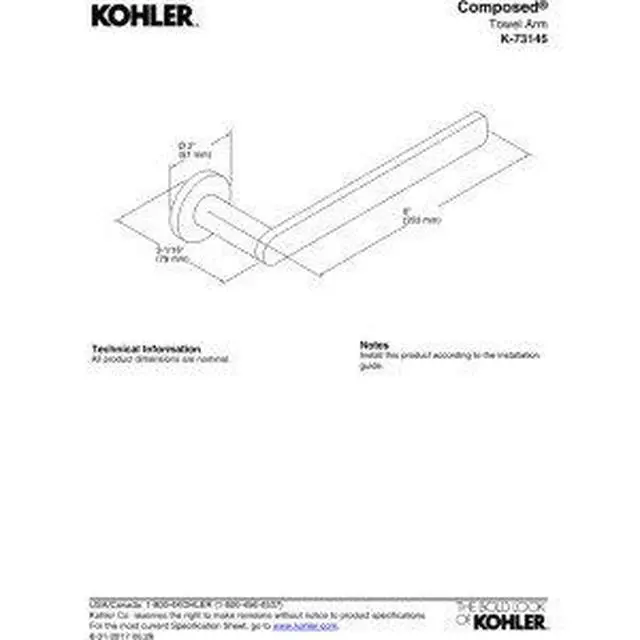 Alt view image 5 of 5 - 73145-Cp Composed Bathroom Towel Arm, Polished Chrome