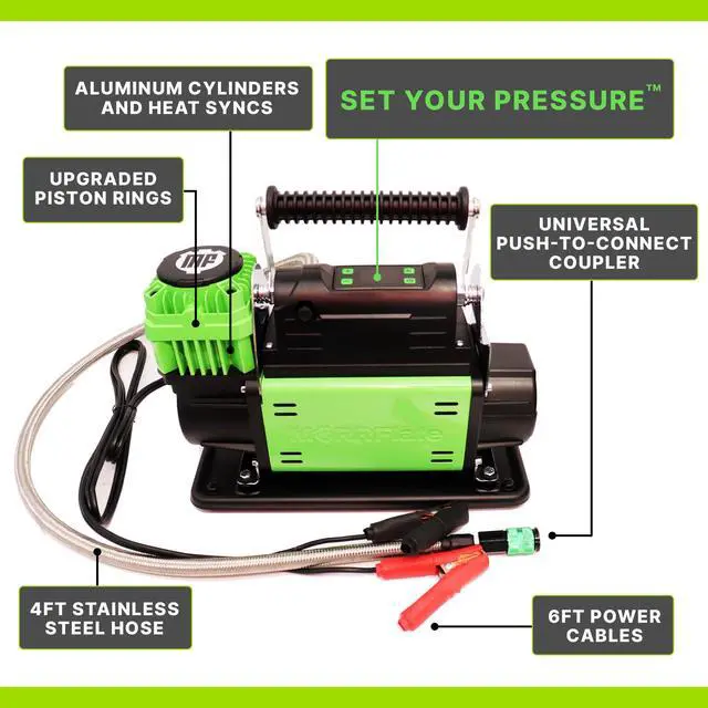 Alt view image 3 of 6 - Air Compressor FiveSix PSI Pro With Auto Shut Off Mode | Portable Single Cylinder 5.6 CFM 12V Offroad Air Compressor with 4FT Hose | Set Your PSI and Walk Away | Includes Bag and Gloves