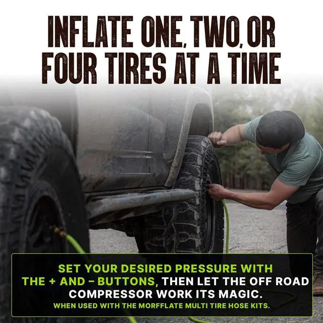Alt view image 6 of 6 - Air Compressor FiveSix PSI Pro With Auto Shut Off Mode | Portable Single Cylinder 5.6 CFM 12V Offroad Air Compressor with 4FT Hose | Set Your PSI and Walk Away | Includes Bag and Gloves
