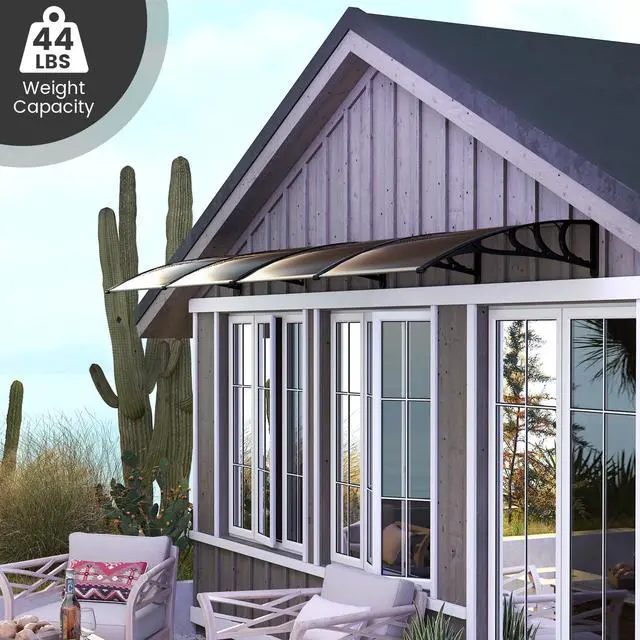 Alt view image 5 of 6 - Awnings for Doors, 78" x 35" Window Awning with Rain Snow Sunlight UV Protection, UPF 50+, Hollow Sheet, Outdoor Overhead Awning Canopy Exterior, Polycarbonate Awnings for Patio, Porch, Deck