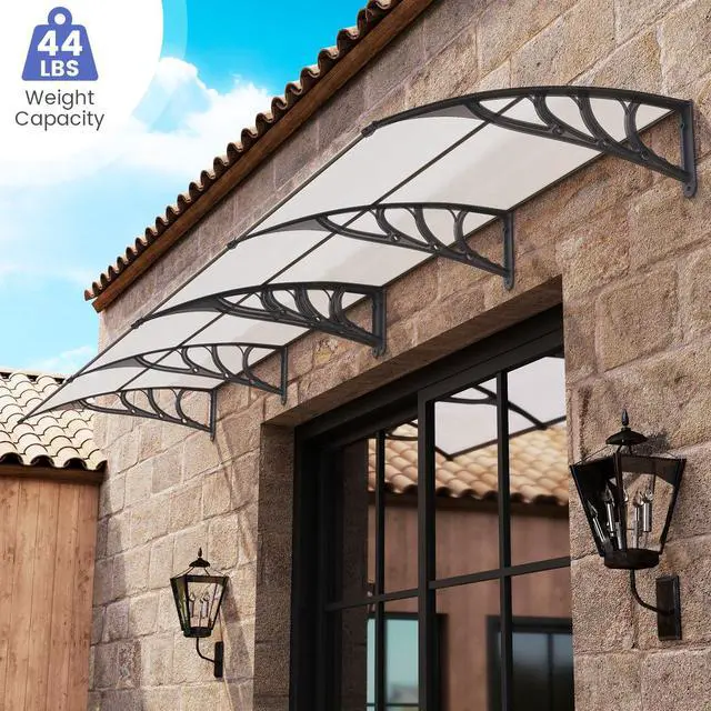 Alt view image 2 of 6 - Awnings for Doors, 78" x 35" Window Awning with Rain Snow Sunlight UV Protection, UPF 50+,Hollow Sheet, Outdoor Overhead Awning Canopy Exterior, Polycarbonate Awnings for Patio, Porch, Deck
