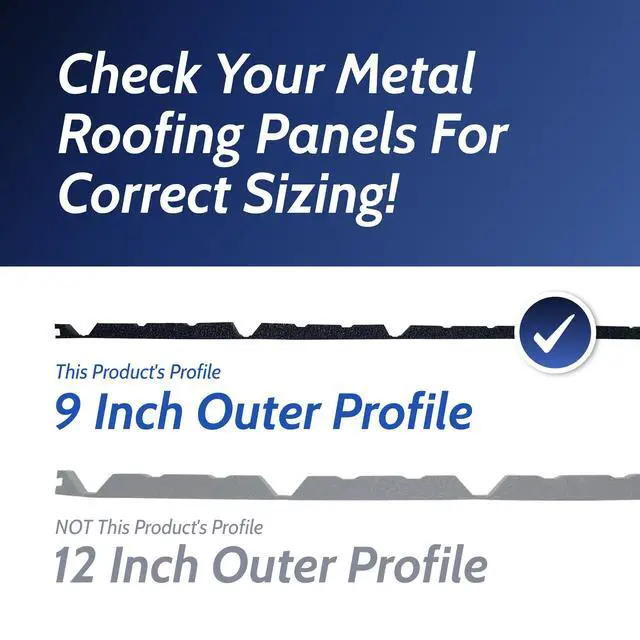Alt view image 2 of 6 - Duco Classic Rib Foam Closure Strips 3ft Long, 9" Rib Spacing - 100 Pack of USA-Made Black Outer Foam Closure Strips for Metal Roofing Panels - Blocks Gaps, Moisture, Noise, & Dust (with Adhesive)