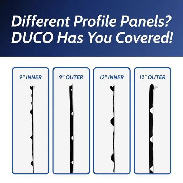 Alt view image 6 of 6 - Duco Classic Rib Foam Closure Strips 3ft Long, 9" Rib Spacing - 100 Pack of USA-Made Black Outer Foam Closure Strips for Metal Roofing Panels - Blocks Gaps, Moisture, Noise, & Dust (with Adhesive)