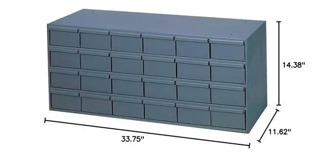 Alt view image 2 of 2 - 007-95 Gray Cold Rolled Steel Storage Cabinet, 33-3/4" Width x 14-3/8" Height x 11-5/8" Depth, 24 Drawer