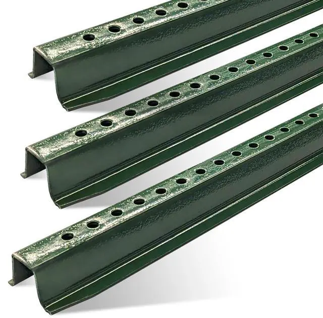 Main image of U Channel Sign Post, 8 Feet Tall 2 LBS Steel per Foot, Heavy Weight Post, Baked on Green Enamel, (3 Pack)