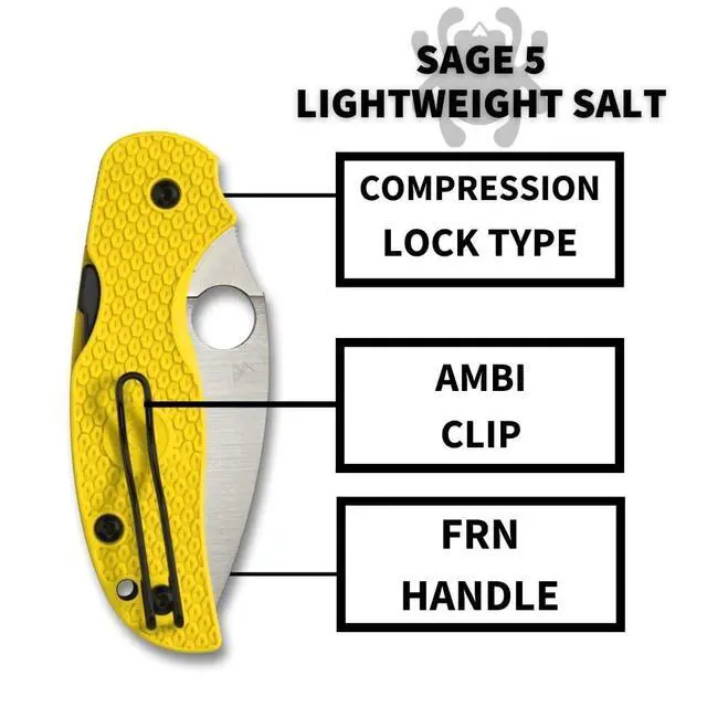 Alt view image 4 of 5 - Sage 5 Salt Folding Pocket Knife with 3" CPM MagnaCut Steel Blade and FRN Handle - EDC Knife for Men and Women, Perfect for Hunting, Tactical, Camping, Survival, Hiking - PlainEdge - C123PYL