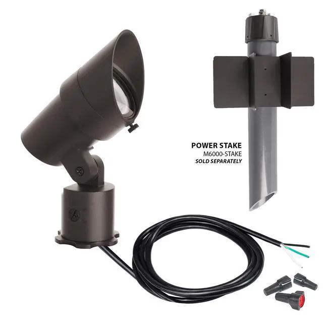 Alt view image 2 of 6 - WAC Landscape Lighting, LED 120V Line Voltage Medium Size Accent Light with Adjustable Beam Angle and Integral Brightness Control 3000K Warm White Built-in LED in Bronze