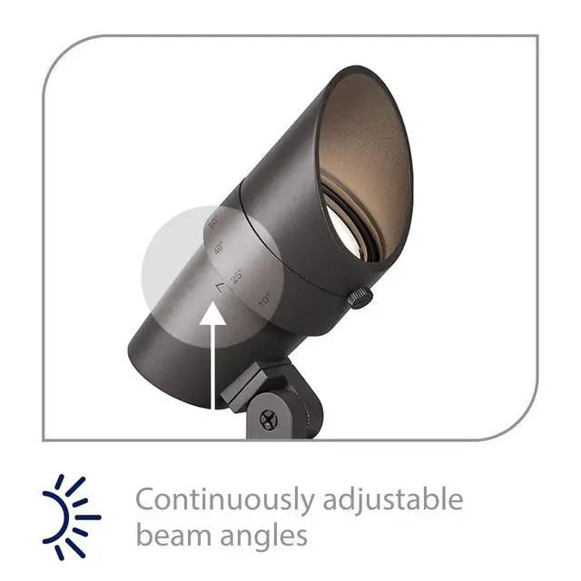 Alt view image 4 of 6 - WAC Landscape Lighting, LED 120V Line Voltage Medium Size Accent Light with Adjustable Beam Angle and Integral Brightness Control 3000K Warm White Built-in LED in Bronze